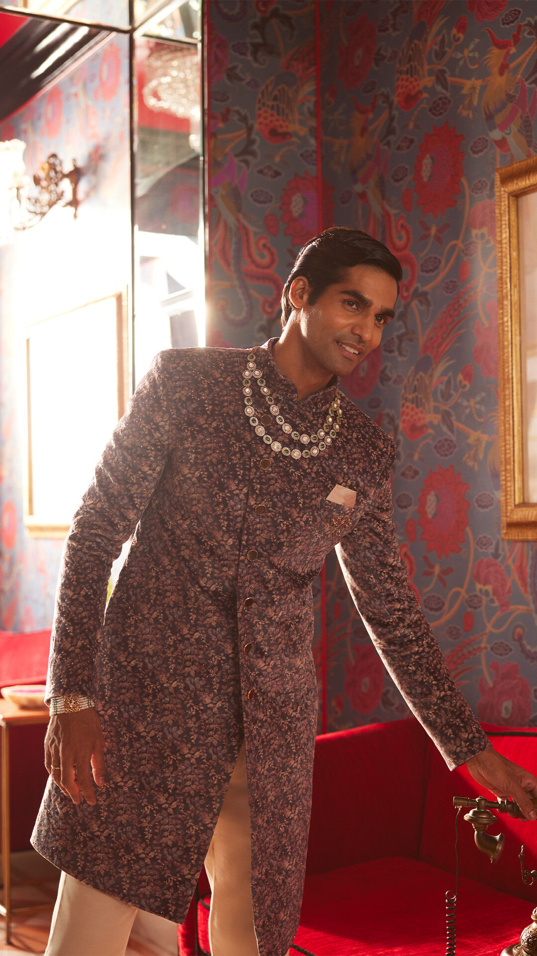 A groom in modern style sherwani 